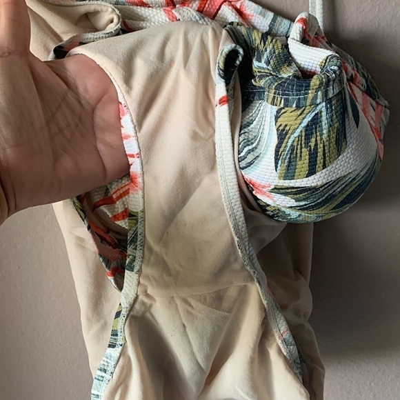 KONA SOL Pique Bandeau High Coverage Tropical Palm One-Piece Swimsuit - Picture 14 of 14